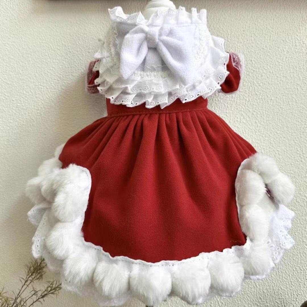 

Осенне-зимнее платье для маленьких собак: Плюшевый померанский шпиц Юбка для питомца XL (5-6 kg)