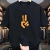 Unisex Stylish Black Shortsleeve Tshirt With Orange Peace Sign Graphic Summer Essential Unisex Clothing Comfortable