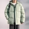 Cotton clothes men's winter thickened loose solid color windproof warm hooded casual down cotton bread clothes trendy brand jacket