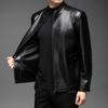Kurtka skórzana męska jesień i zima Nowa odzież męska Kołnierz stójka Miękka skórzana kurtka Męska luźna swobodna skórzana kurtka w średnim wieku