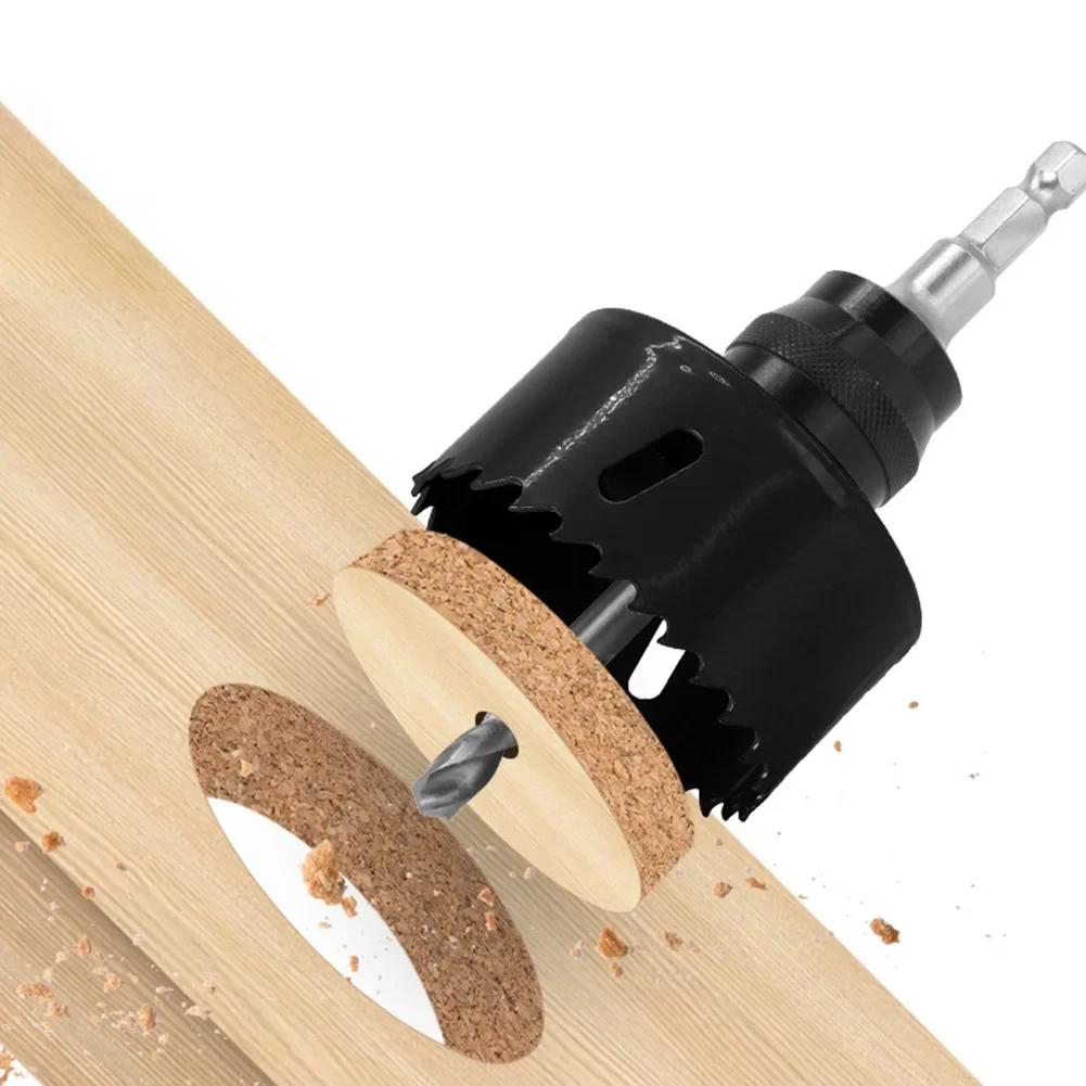 Ergonomic Wood Hole Opener Kit with Bimetallic Construction and Selflocking Extensions Rod for Precise Hole Drilling