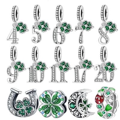 Copper Four Leaf Clover Lucky Number Beads Collection Compatible With For Diy Bracelet Birthday Celebration Anniversaries Gift Item Fashion Jewelry