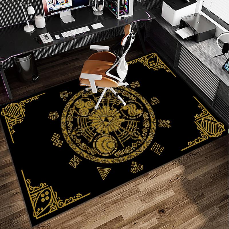 Heroic Legend Crest Office Rug Chair Mat, Game Carpet, Suitable for Front Door, Bedroom, Living Room, Desk, Holiday Gift