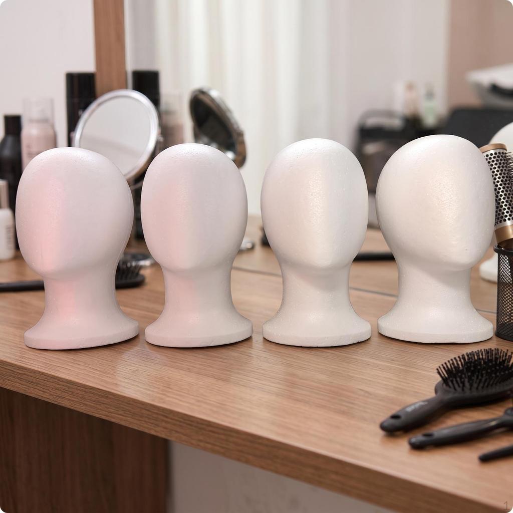 4 Pieces White Foam Mannequin Head | Lightweight, compressed hairpiece Head, for Cosplay Prep