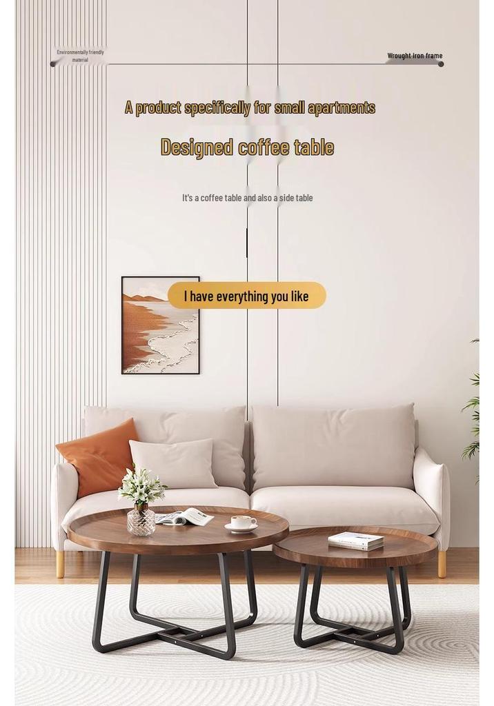 Minimalist Luxury Round Coffee Table – Modern Adjustable Small Tea Table for Living Room