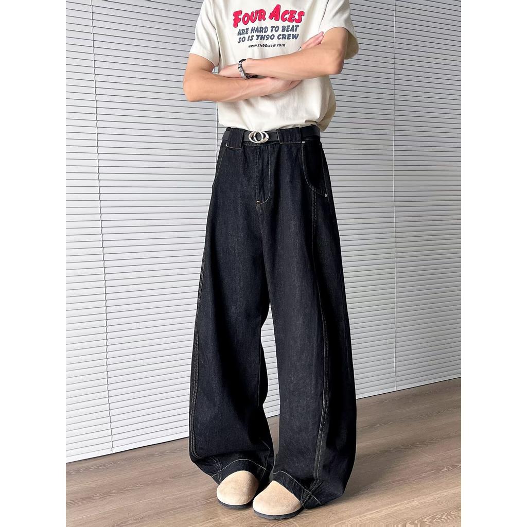 JYL Men's Denim Jeans Vintage Bootcut Loose Baggy Wide-Leg Casual Trousers