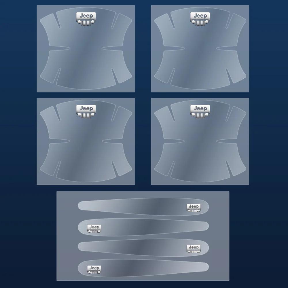 For Jeep 8Pcs Car Door Bowl Handle Protective Sticker Anti-collision Strip For Jeep Grand Cherokee Wrangler JK Gladiator Comp