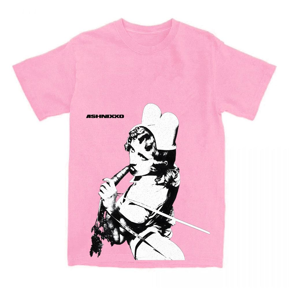 SMOOCHIES MRKVOVÉ TRIČKO Módní Zpěvačka Ashnikko Grafické Tričko Bavlna Volné Dámské Ležérní Trička Potisk Oblečení Ženy Muži Tričko