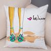 Fashion Shoe Cushion Cover High Heel Sneaker Boot Print Soft Linen Living Room Bedroom Home Decor Pillow Case