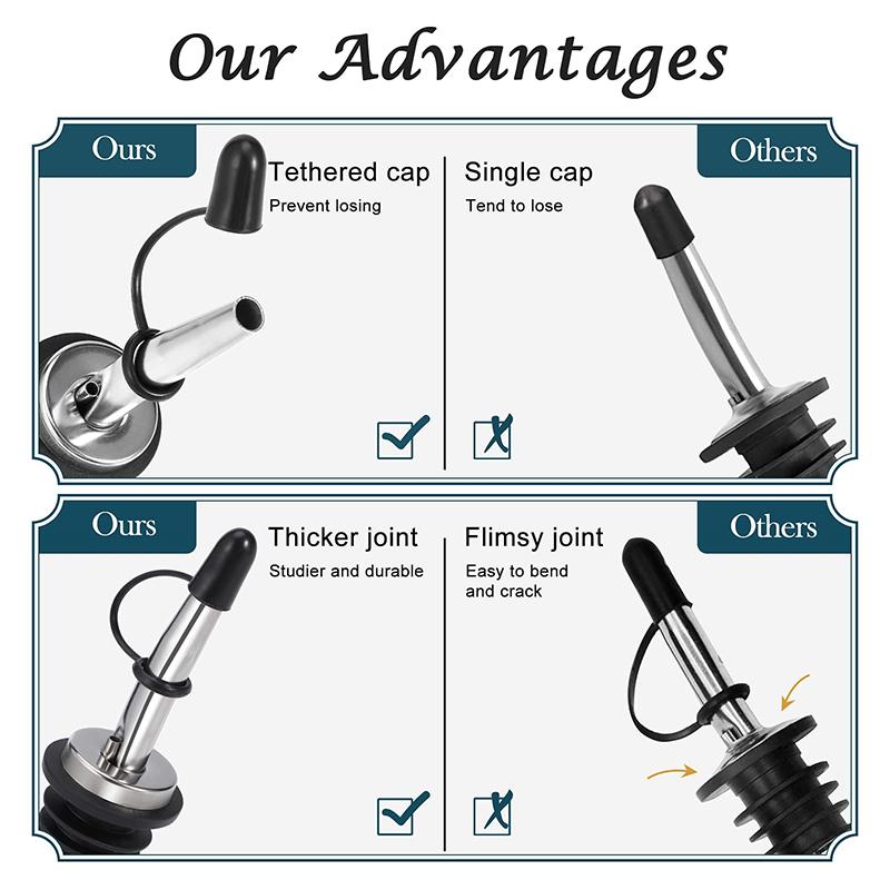 נירוסטה ליקר שמן יין בקבוק מוזג אטום בפני נזילות פקק פיה אטום פיית מתקן חומץ חרוטי