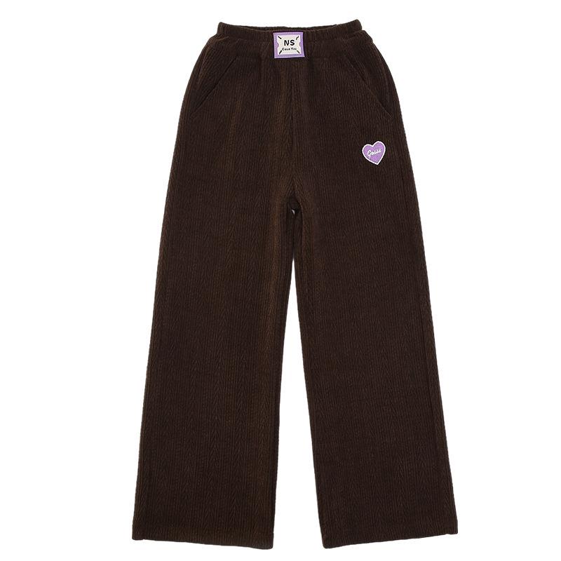 Girls' 2025 Autumn/Winter Fashionable Fleece-Lined Wide-Leg Pants