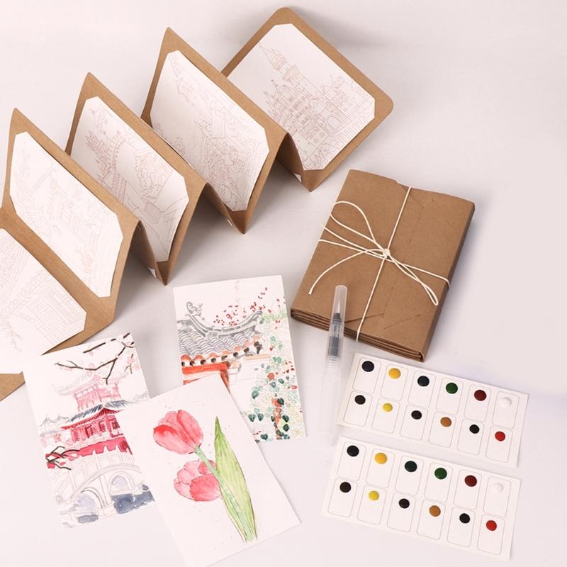 12 Color Watercolor Sketchbook with Accordion Fold Design for Storage and Artistic Creation by Students and Enthusiasts
