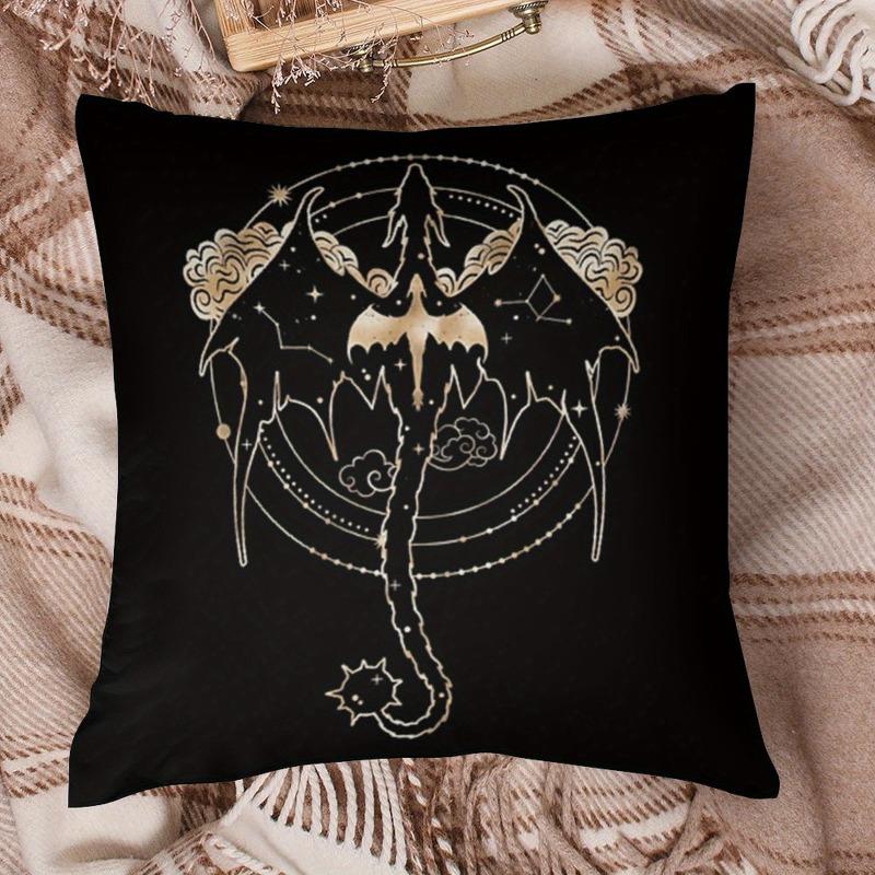 pc Celestial Dragon Pattern Pillow Cover Gold and Black Mythical Art Cushion Case for Living Room Bedroom Home Decor Gift