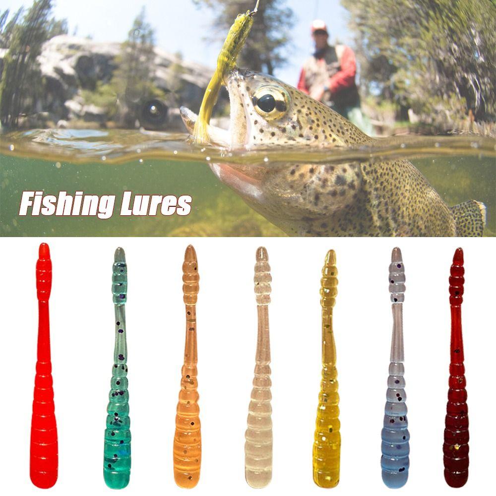 10PCS Pesca 48mm 0.5g Worm Bait Smell Mini Fishing Lures Micro Artificial Bait Bass Fishing