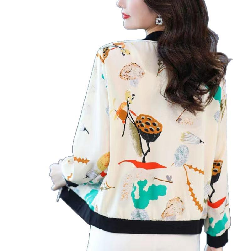 Chiffon Print Cardigan: Versatile Plus Size Long-Sleeve Jacket for Spring 2025