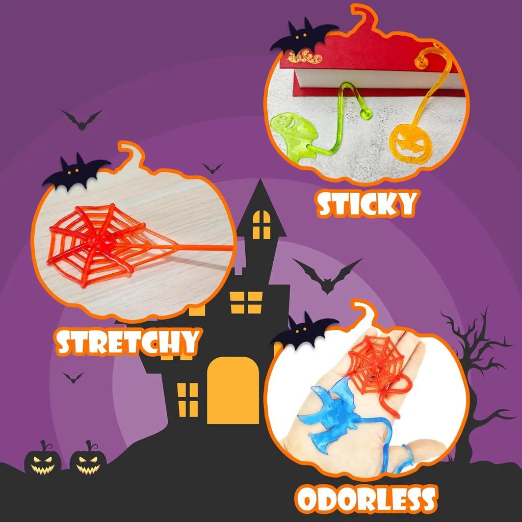 10Pcs Stretchable Climbing Spider Web Elastic Sticky Hand Novelty Toys for Kids Halloween Birthday Party Decorations Gifts