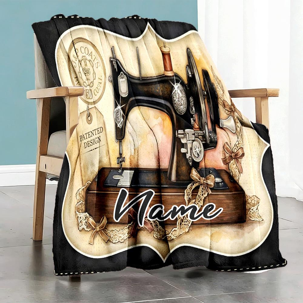 Sewing Machine Customize Your Name Home Blanketss Sewing Machine Artwork Comfortable Soft Lightweight All Season Multipurpose Blanket For Picnics