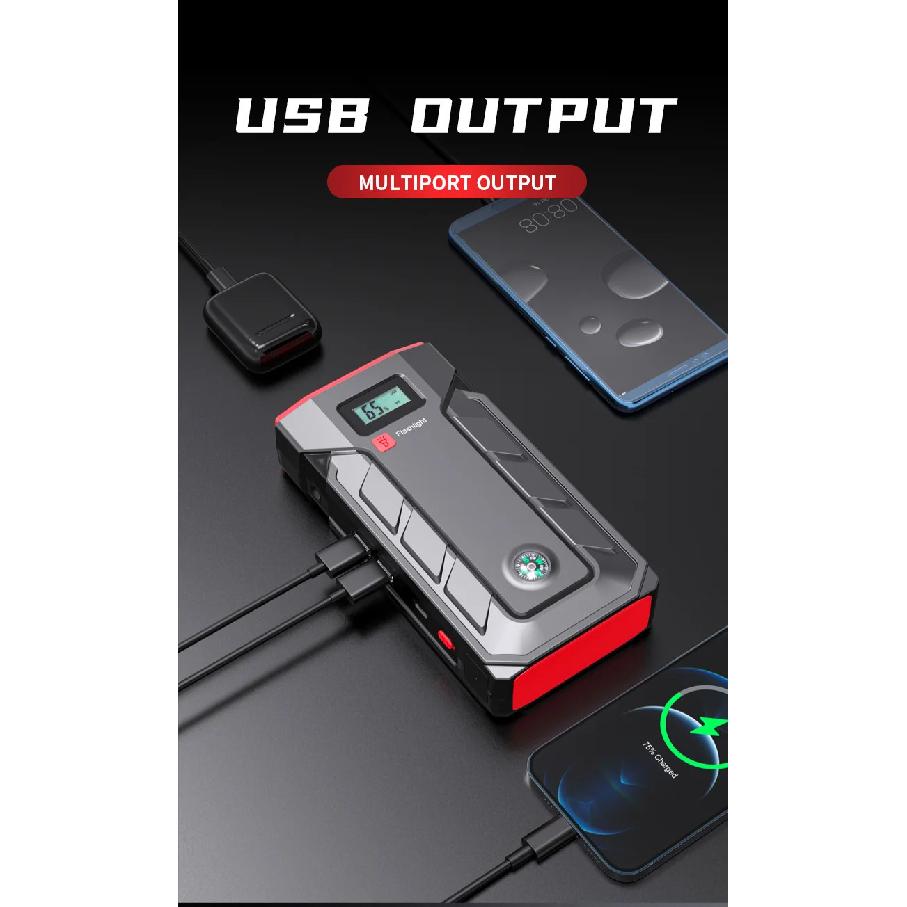 12V 2000A Car Jump Starter 1600A 1200A 1000A 800A Portable Emergency Battery Booster LED Flashlight Power Bank Car Quick Starter
