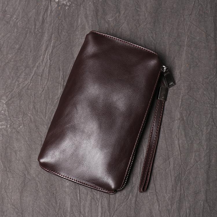 

Unisex Genuine Leather Clutch and Long Wallet - Soft Cowhide Phone Holder