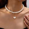 Stylish Simple Pearl Necklace Double Layer Women's Necklace Stacked Wind Alloy Necklace, Accessories