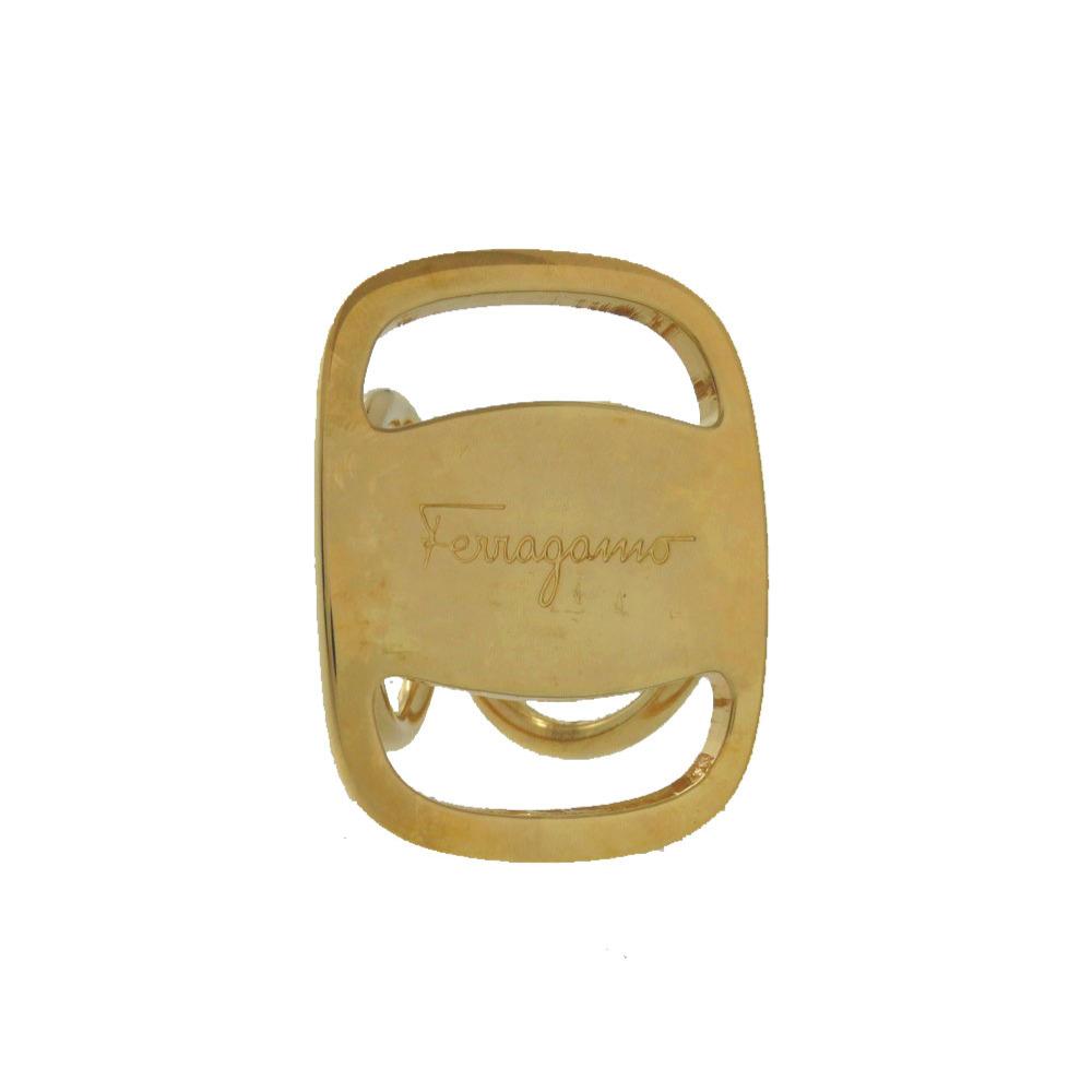 Used AUTHENTIC Salvatore Ferragamo 0089560 Vala Scarf Ring Gold Metal