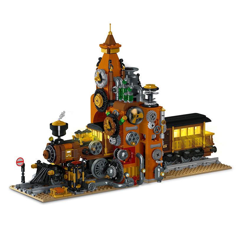 

Retro Steampunk Thunder Train Bookend with Light Parts - Assembled Building Block Toy