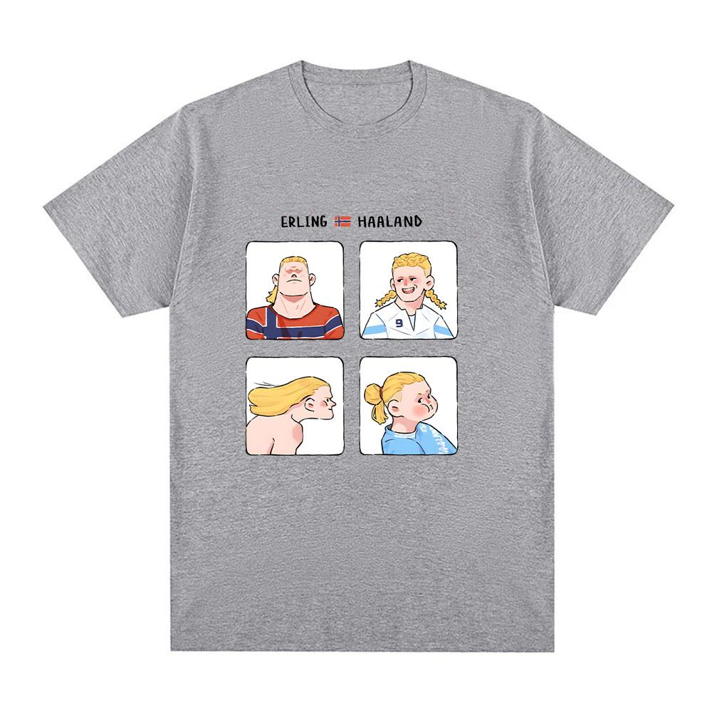 Koszulki z Memami o Haalandzie Zabawne Męskie Damskie Uroczy Nadruk Kreskówkowy Koszulka Codzienna Bawełniana Luźna Krótki Rękaw Letnie Topy Streetwear