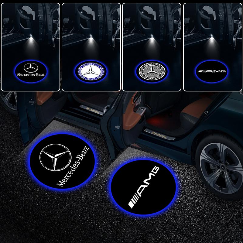 2 stk/sett HD LED Velkomstlys Bildør Projektorlamper Biltilbehør For Mercedes Benz C63 W117 Cla45 W205 W212 E63 W207 W176 A45 X156 Gla45 AMG