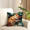 Cute oil painting colorful cat Cushion Cover Reversible Plush Pillow Cover Soft Fluffy  Home Decor for Sofa Bedroom