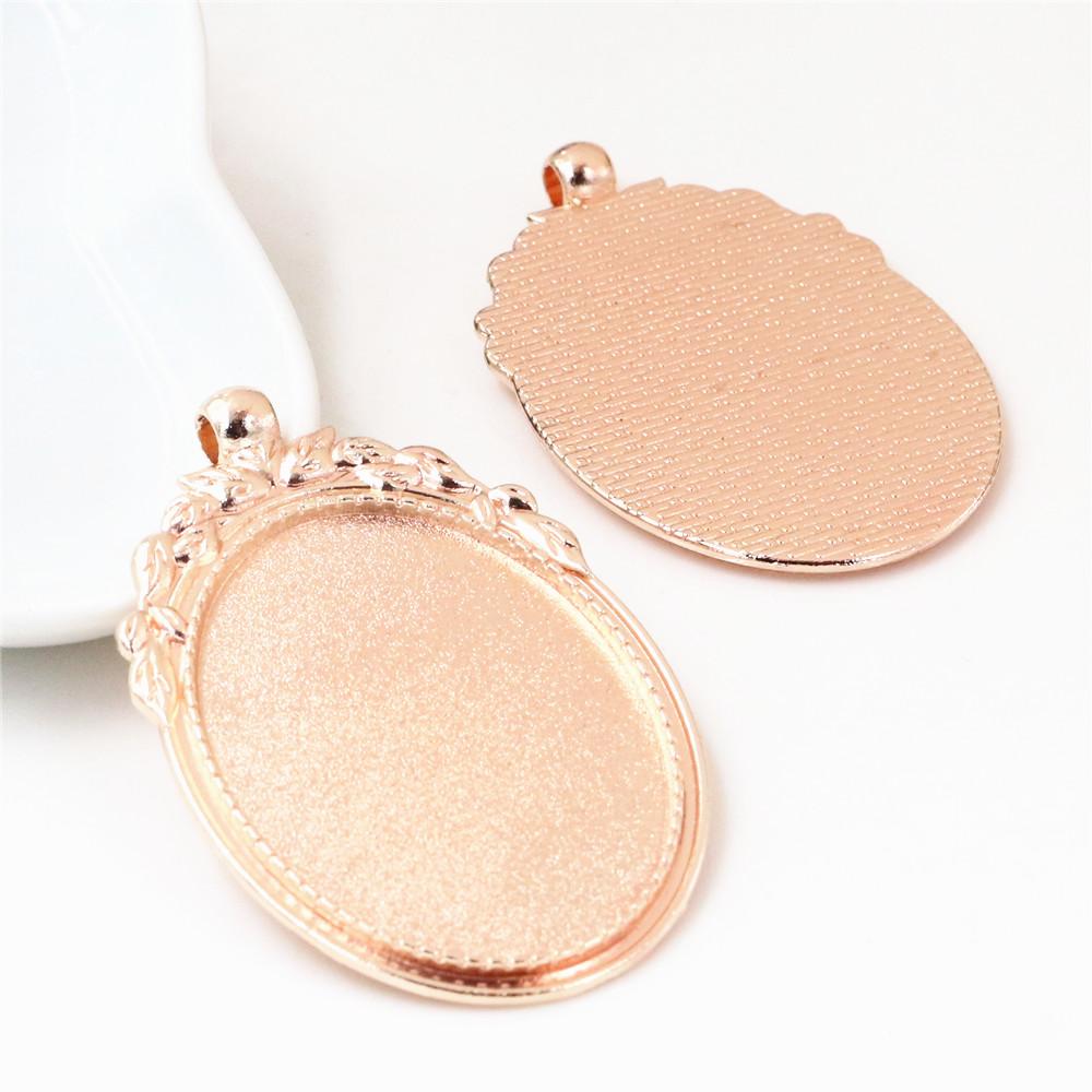 New Fashion 5pcs 30x40mm Inner Size 5 Colors Flowers Style Cabochon Base Setting Charms Pendant