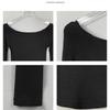 Sexy T-Shirt mit Carmenausschnitt Damen Baumwolle Lange Ärmel Cropped T-Shirt Femme Slim T-Shirt Weiblich Schwarz Weiß Tops 2025