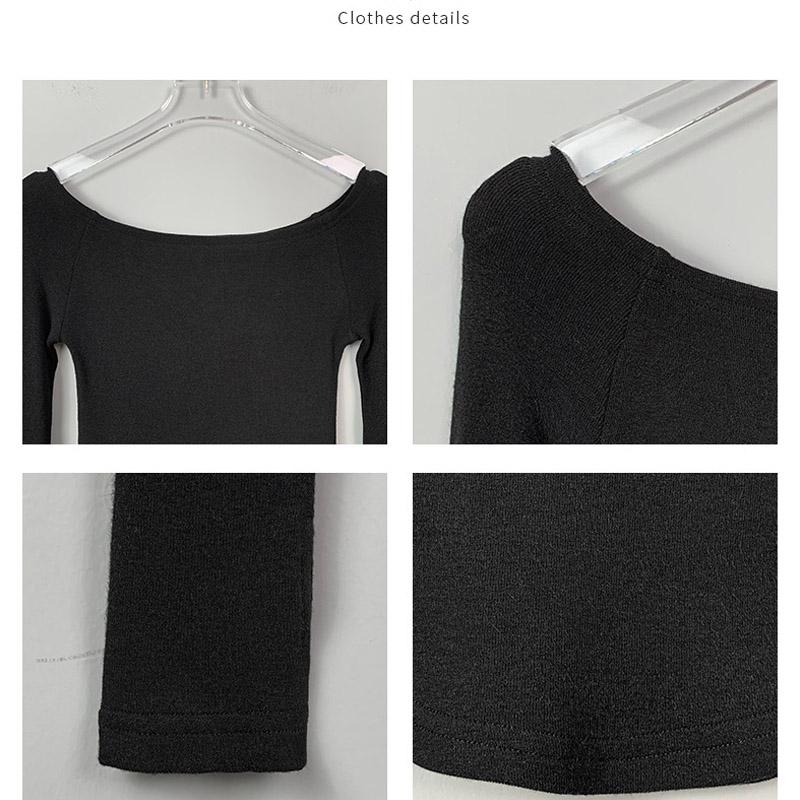 Sexy Slash Neck T Shirt Women Cotton Long Sleeves Cropped Tee Shirt Femme Slim T-shirt Female Black White Tops 2025