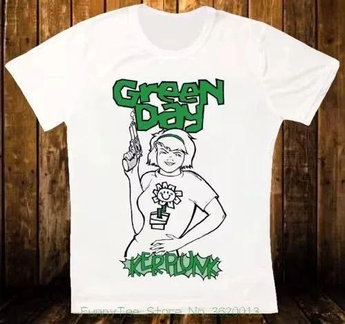 Vintage Rock TShirt Green Kerplunk Punk Day Rock Band Retro 1383 Short Sleeve Casual Loose Streetwear Print Tops Unisex 2XL