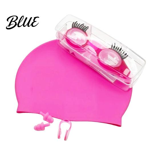 PC Lenses Goggles Kids Swim with Eyelashes Waterproof No Leakage Anti-Fog UV Adjustable Headband Protection Clear Lens Boys Girls Silicone Swimming