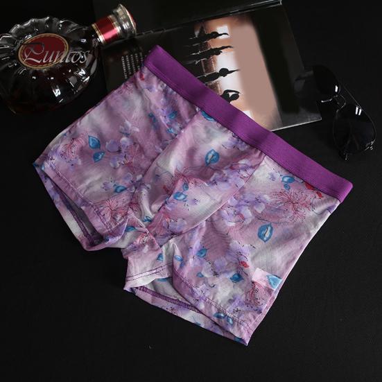 Tight Cut Boxer Briefs For Men Underwear Mid-rise Comfortable Fit High Elasticity Smooth Wiring Shorts Panties Lace Mesh Yarn Seamless