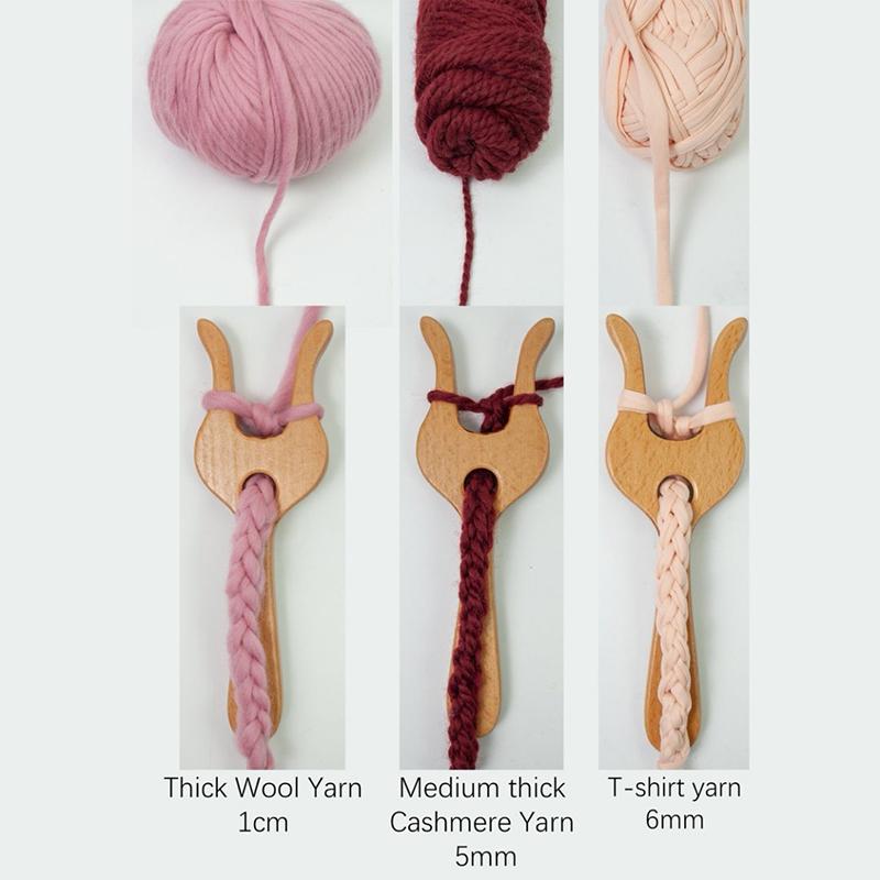 Cord Knitting Fork Wooden Weaving Fork With Curved Needle Precise Cord Crocheting Knitting Fork For Braiding Beginners
