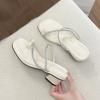 Thick Heel Set Toe Pearl Cool Slippers Women Wear Summer New Rhinestone Mid-heel Toe Sandals