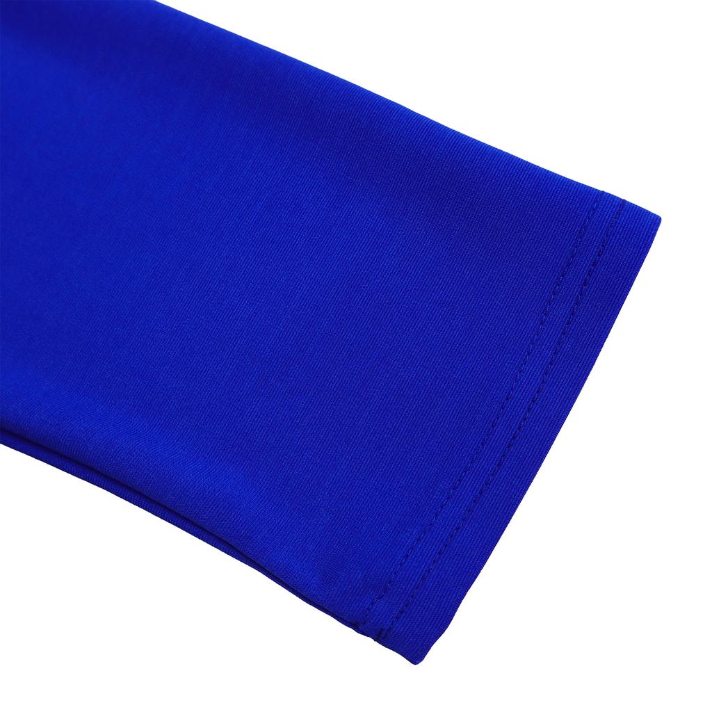 IHUASU Women's Spring Solid Color Round Neck Ruffled Edge Round Hip OL 3/4 Sleeves O-Neck High Waist Dress