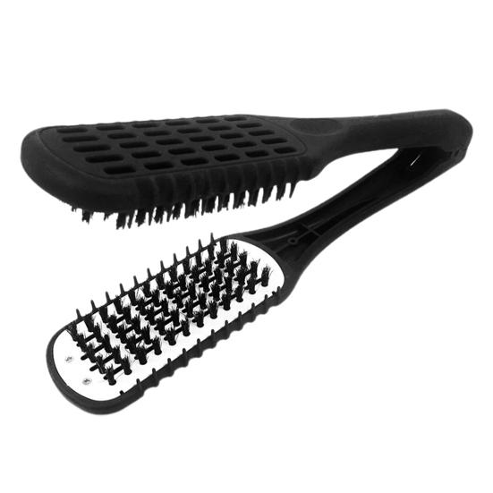 Straight Hair Comb Premium Bristles Anti-static Double Sided Ergonomic Handle Heat-Resistant Hairdressing Tool Hairdressing Straightener Comb Clamp