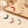 1 Piece 304 Stainless Steel Galaxy Charms 18K Gold Plated Enamel Half Moon Star Micro Pave Clear Cubic Zirconia DIY Necklace