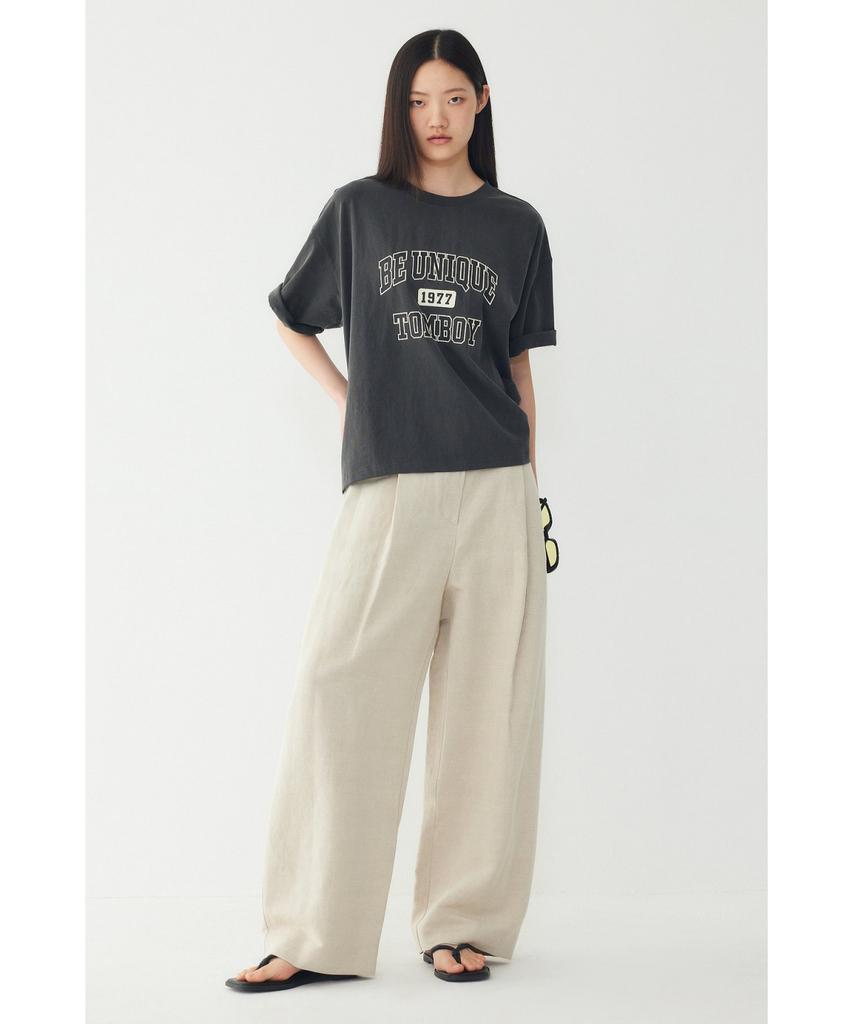 STUDIO TOMBOY Vintage Lettering Graphic Short Sleeve T-Shirt_Dark Gray 9176222990