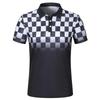 Summer Men's Casual Polo Shirt Short Sleeve Lapel Button Tshirt for Men Casual Streetwear Lightweight Jogging Tops Grid Printing