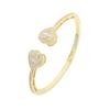 2025 New Arrived Women Wedding Jewelry Open Adjusted Size Micro Paved CZ Fashion Heart Shape Bangle Bracelet