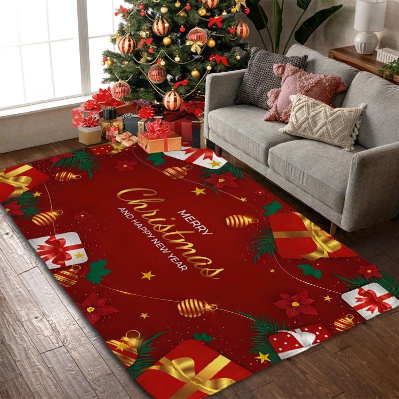 Christmas Bedroom Rug Entrance Simple Anti-slip Flannel Bath Living Kitchen Room Hallway Floor Mats Carpet Bedside Foot Mats