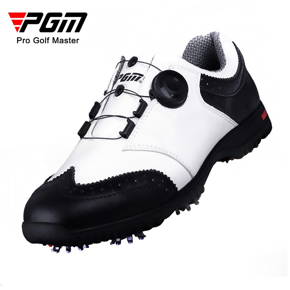 PGM Men's Waterproof Golf Shoes with Rotary Laces and Breathable Design