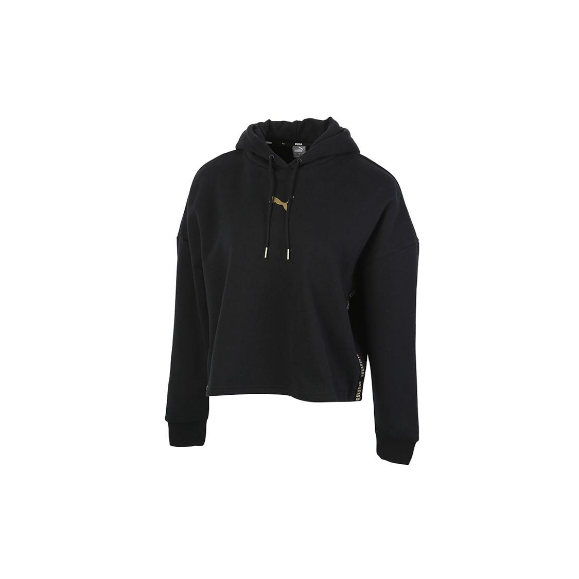(WMNS) PUMA Metallic Nights Hoodie Black Gold Women s 587148-01 L