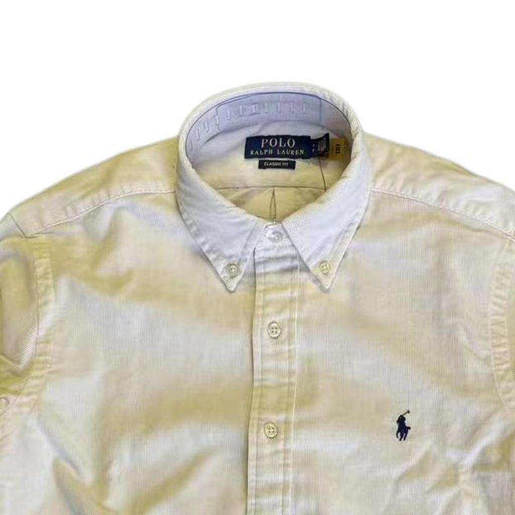 Polo Ralph Lauren Solid Color Logo Embroidered Single-Breasted Long Sleeve Shirt Men Shirts Cream 710850170-001