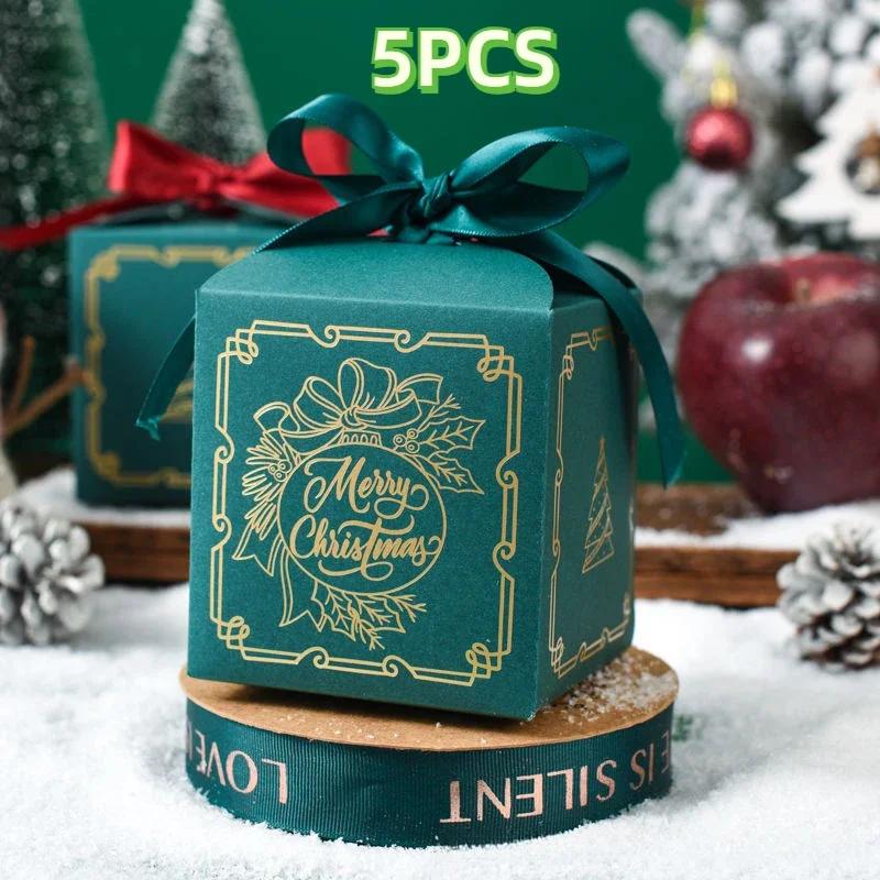 

Новая Рождественская Коробка-Яблоко Коробка для Подарка на Сочельник Красная Зеленая Синяя Тиснение Фольгой Высококачественная Лента Рождественская Фруктовая Подарочная Коробка зелёный