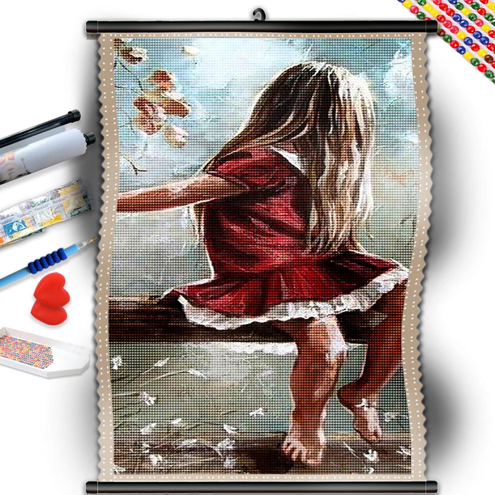 

5D DIY Рамка Полный дрель Квадратная алмазная живопись Красное платье Девушка Алмазная вышивка Портрет Вышивка крестиком Мозаика Рукоделие Подарок ручной работы