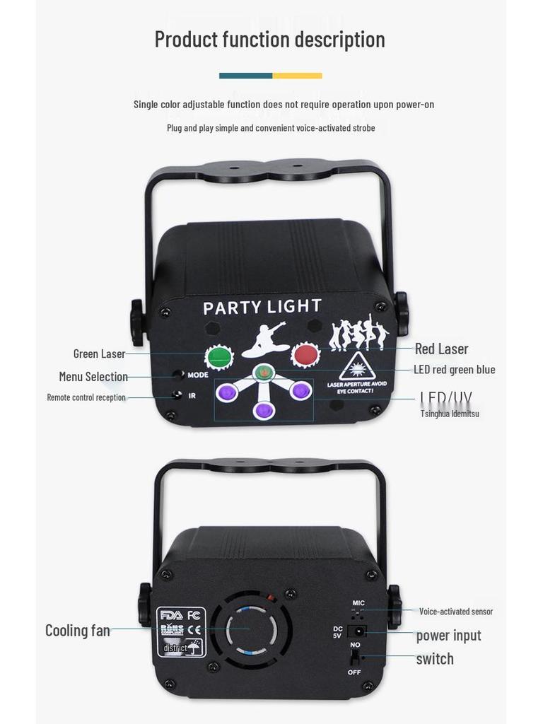UV6 Mini Laser KTV Stage Light - Colorful Strobe & Patterns
